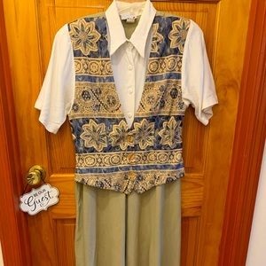 80’s Vintage Scarlett One Piece Dress:Skirt,Blouse & Vest